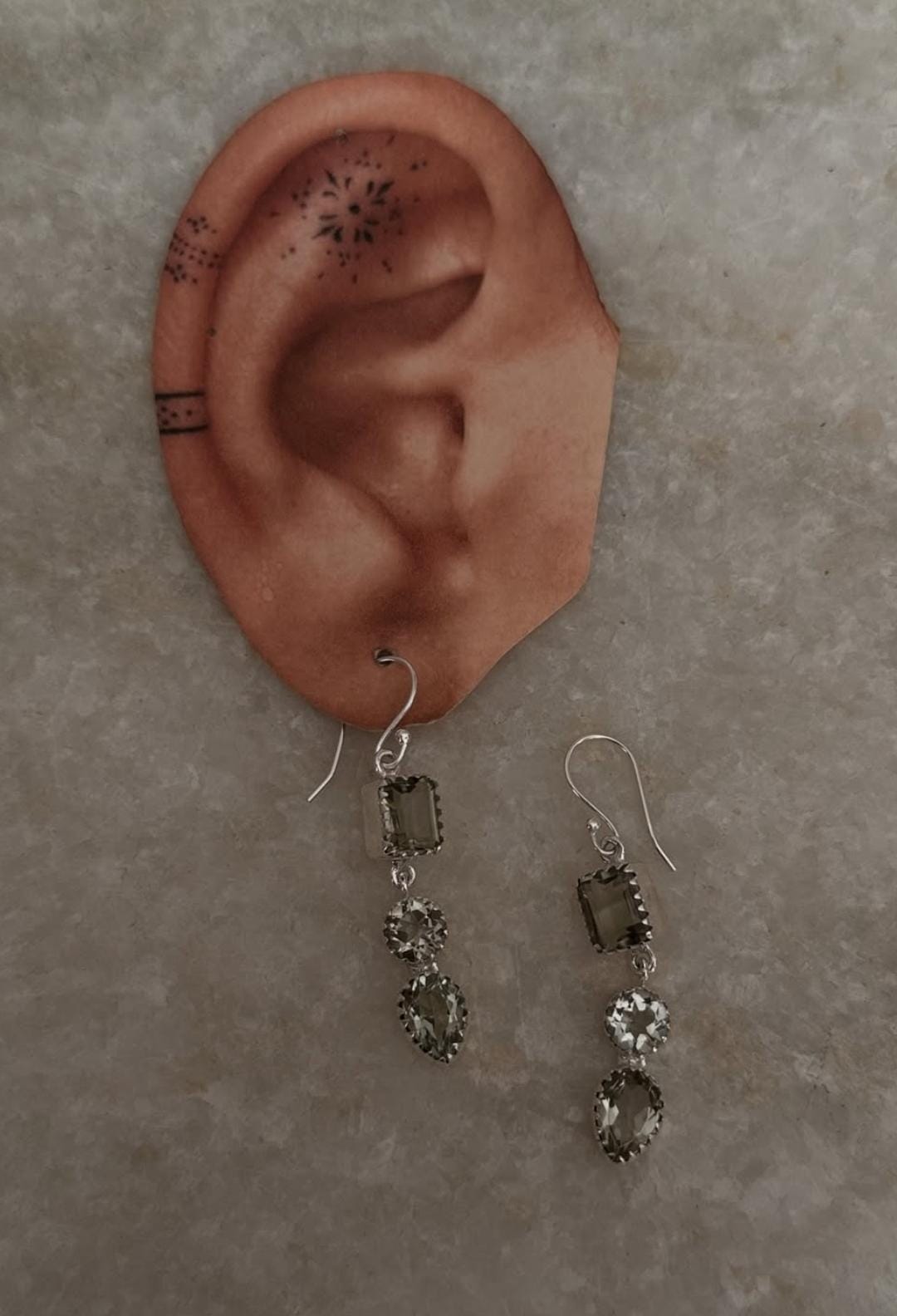 Green Amethyst Statement 925 Sterling Silver Earrings