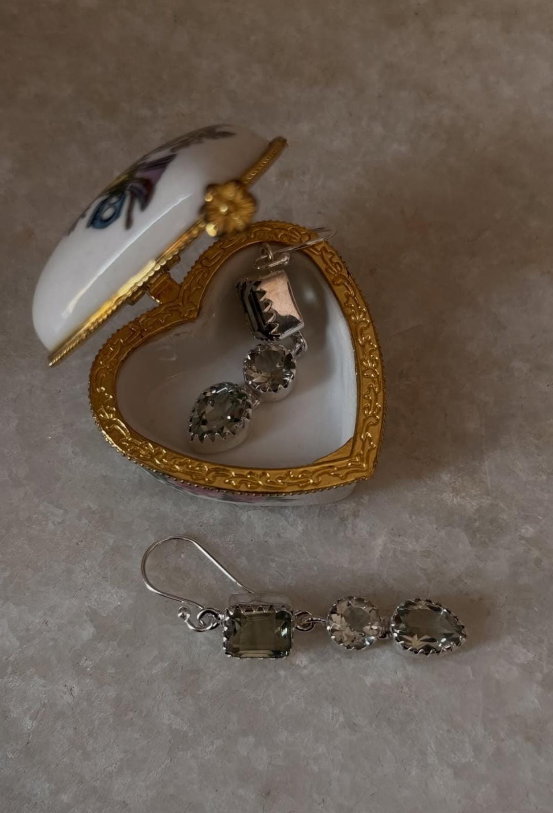 Green Amethyst Statement 925 Sterling Silver Earrings