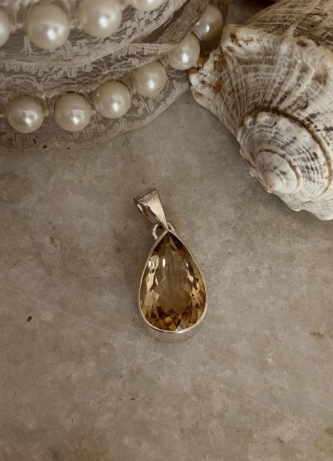 Citrine Big Pear/ Drop Cut Statement 925 Sterling Silver Pendant