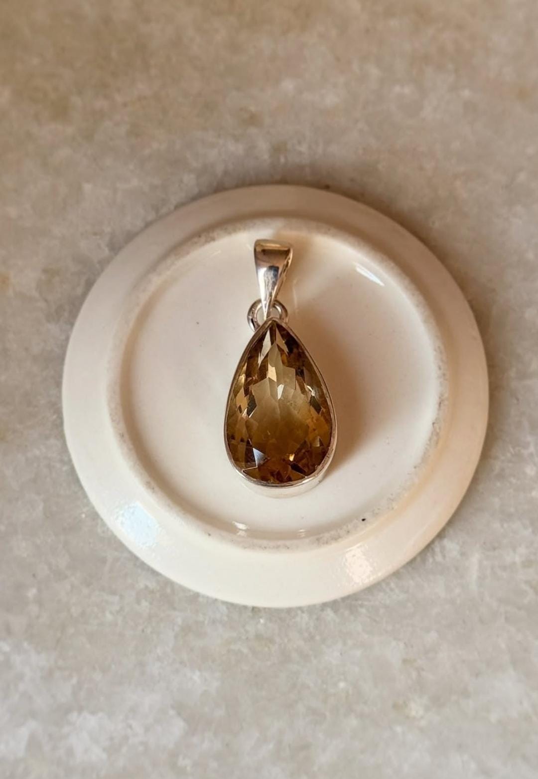Citrine Big Pear/ Drop Cut Statement 925 Sterling Silver Pendant