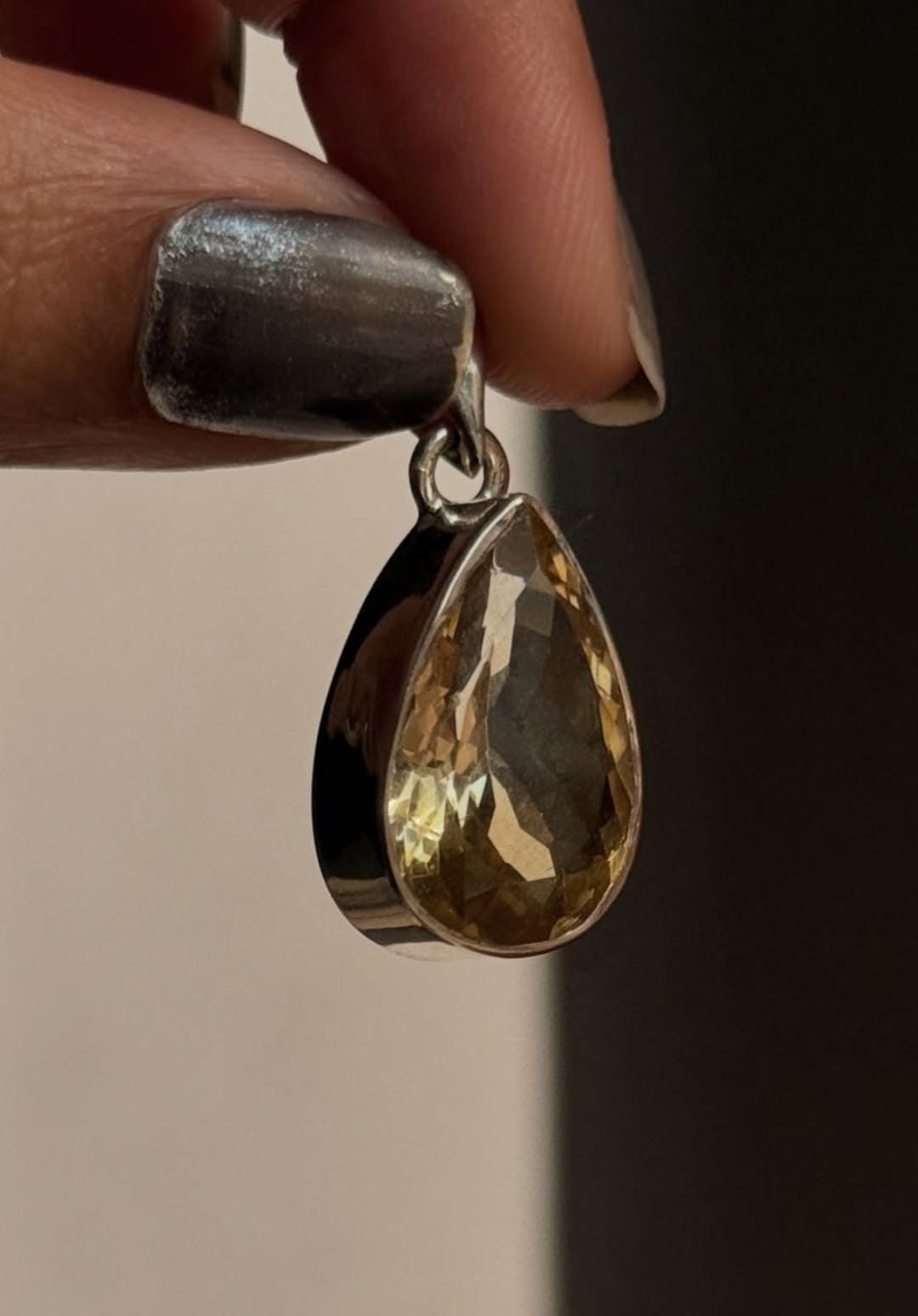 Citrine Big Pear/ Drop Cut Statement 925 Sterling Silver Pendant