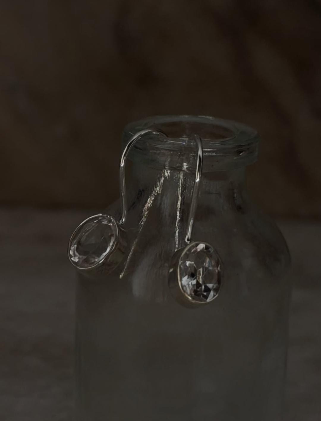 Clear Quartz Oval Hook 925 Sterling Silver Earrings