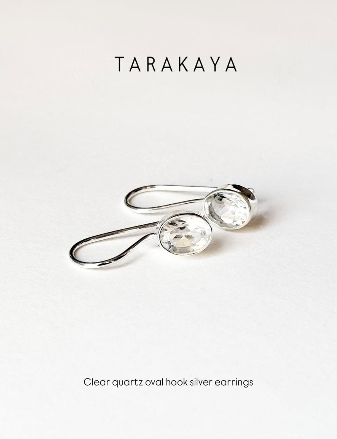 Clear Quartz Oval Hook 925 Sterling Silver Earrings