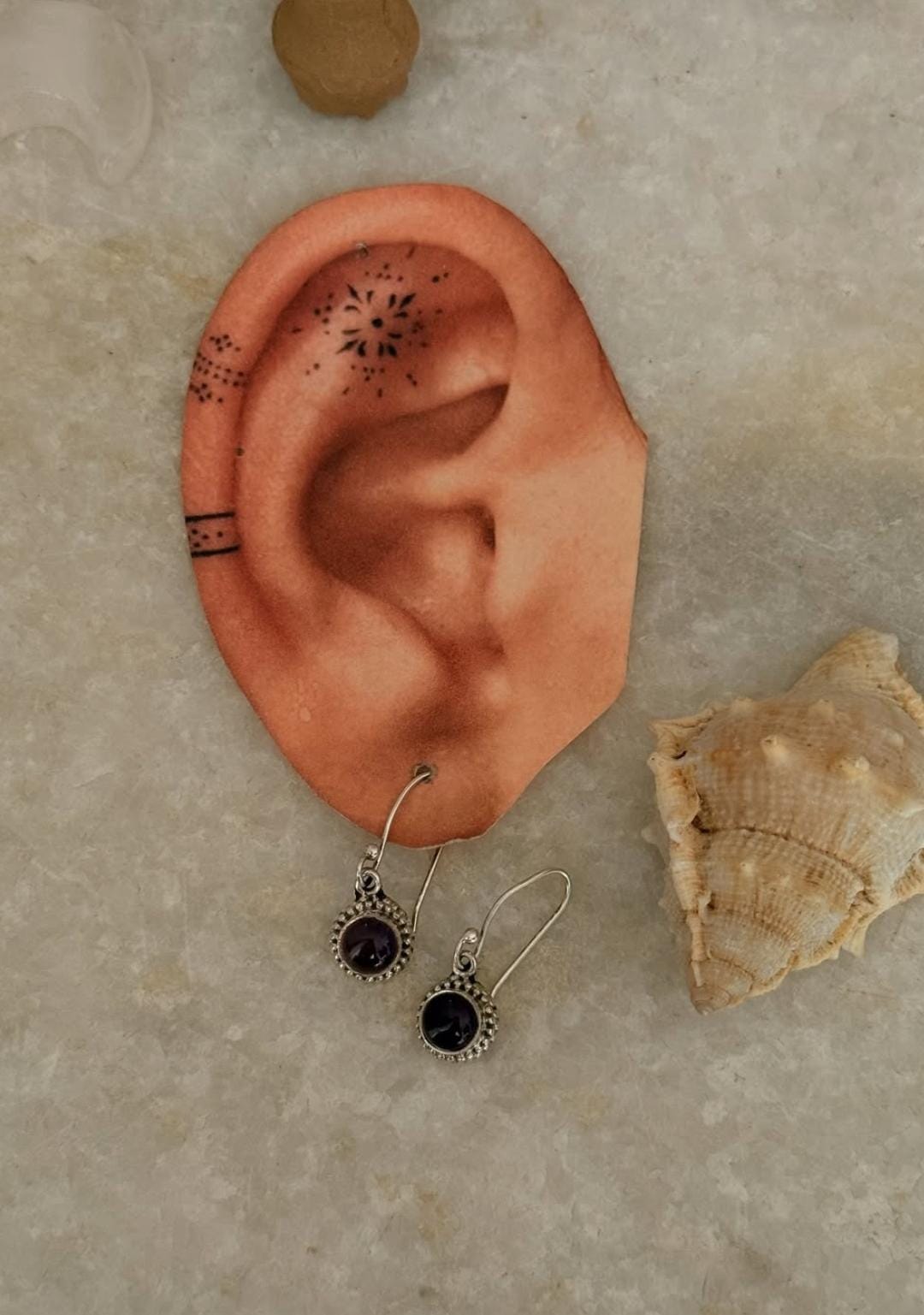 Amethyst Minimal Floral 925 Sterling Silver Earrings