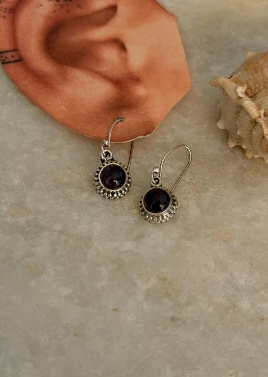 Amethyst Minimal Floral 925 Sterling Silver Earrings