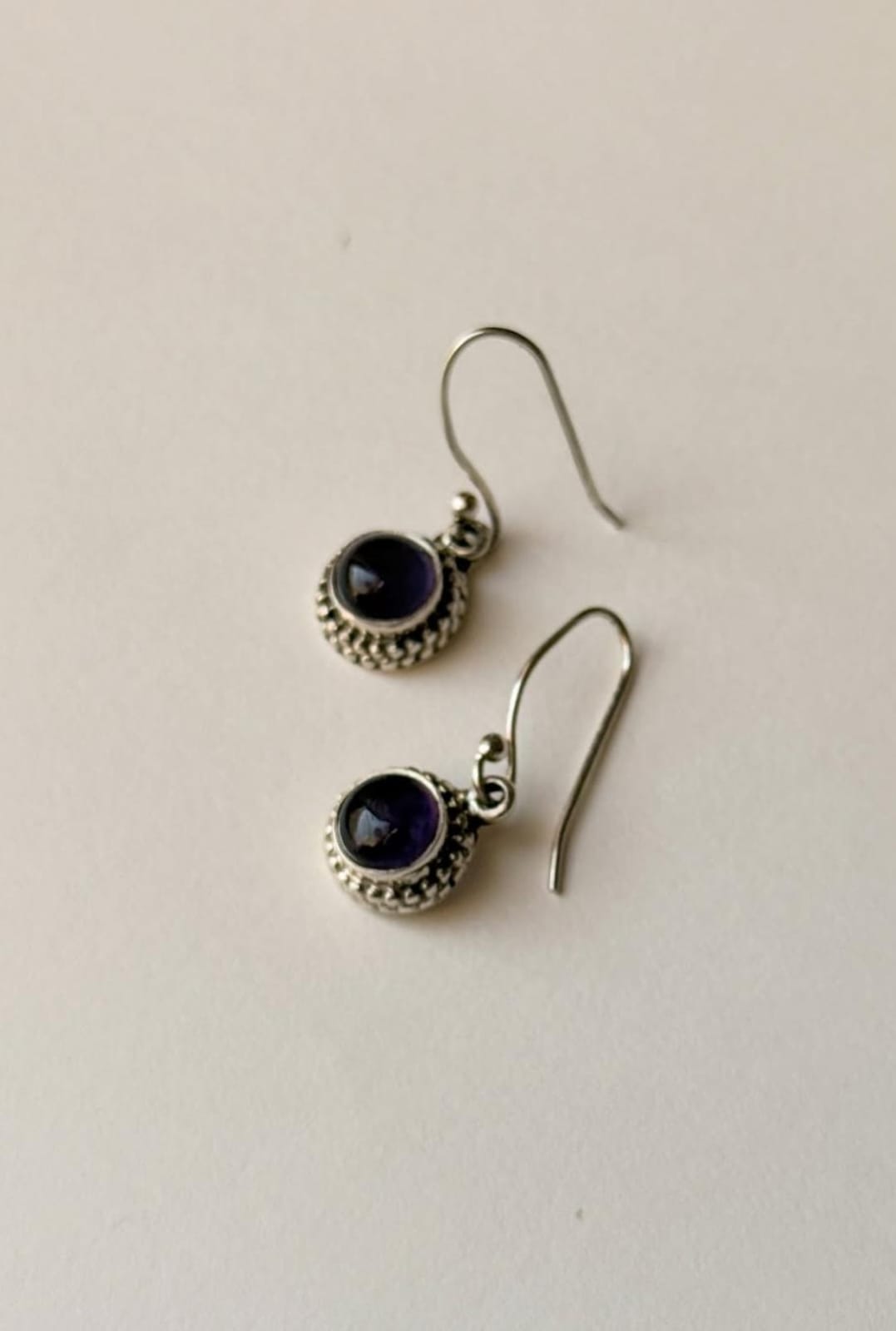 Amethyst Minimal Floral 925 Sterling Silver Earrings