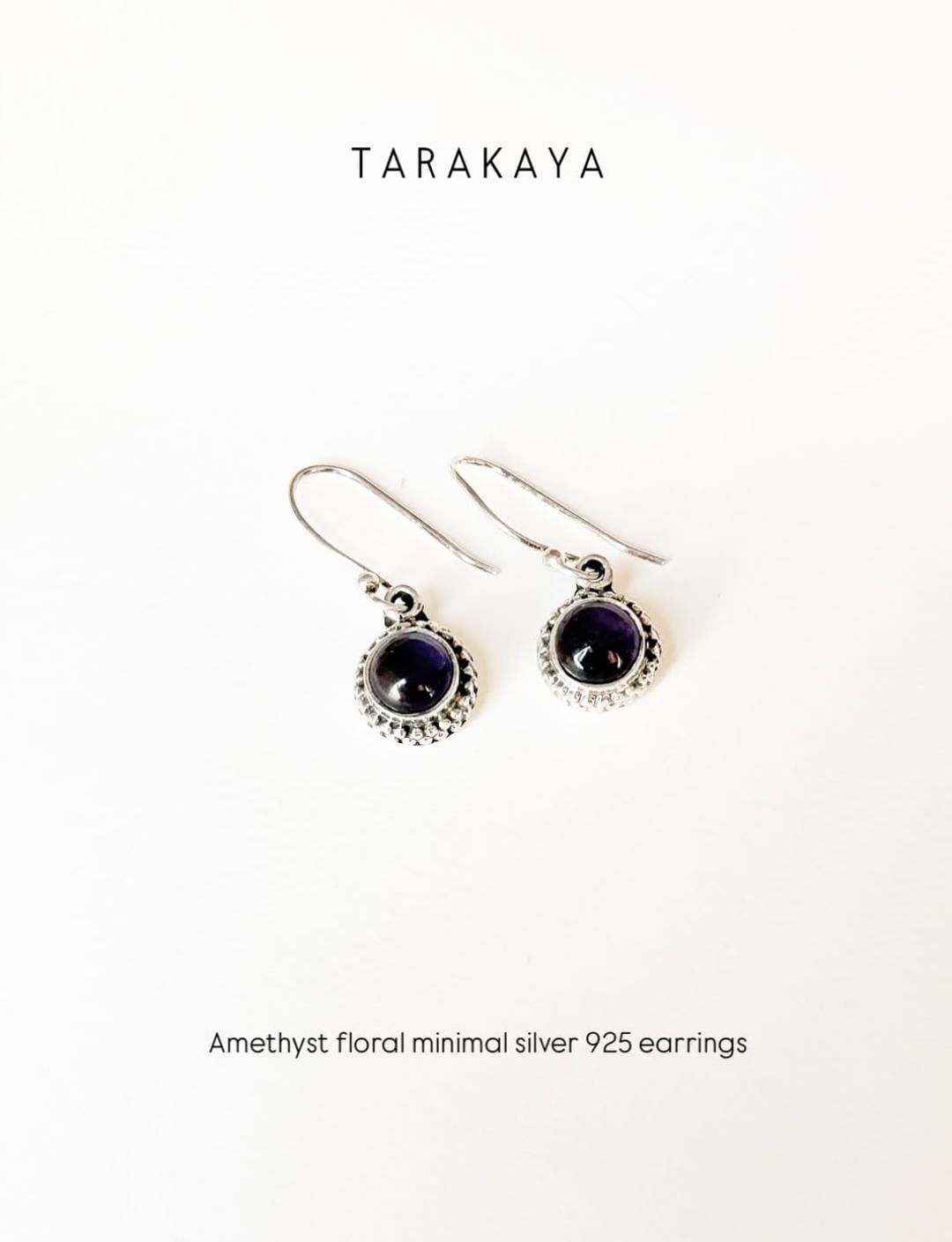 Amethyst Minimal Floral 925 Sterling Silver Earrings
