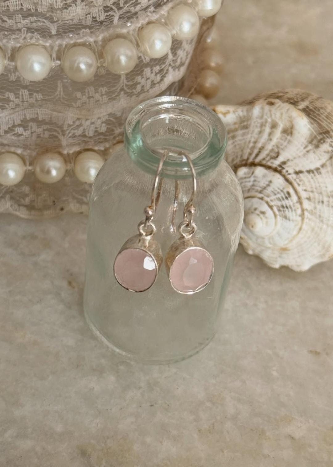 Rose Quartz Oval Cut 925 Sterling Silver Earrings