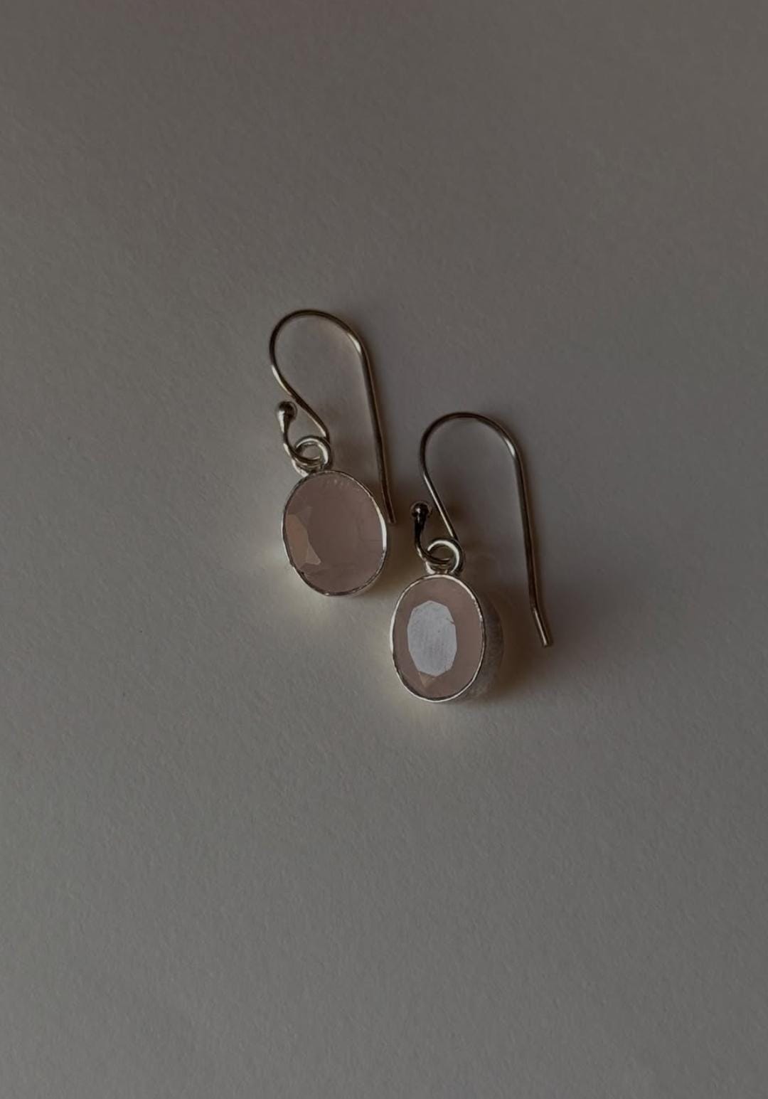 Rose Quartz Oval Cut 925 Sterling Silver Earrings