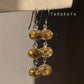 Citrine 3 Oval Statement 925 Sterling Silver Earrings