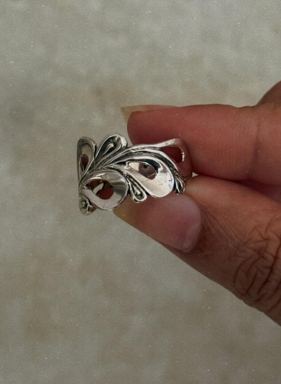 Handcrafted Thick Filigree Motif Ring 925 sterling silver