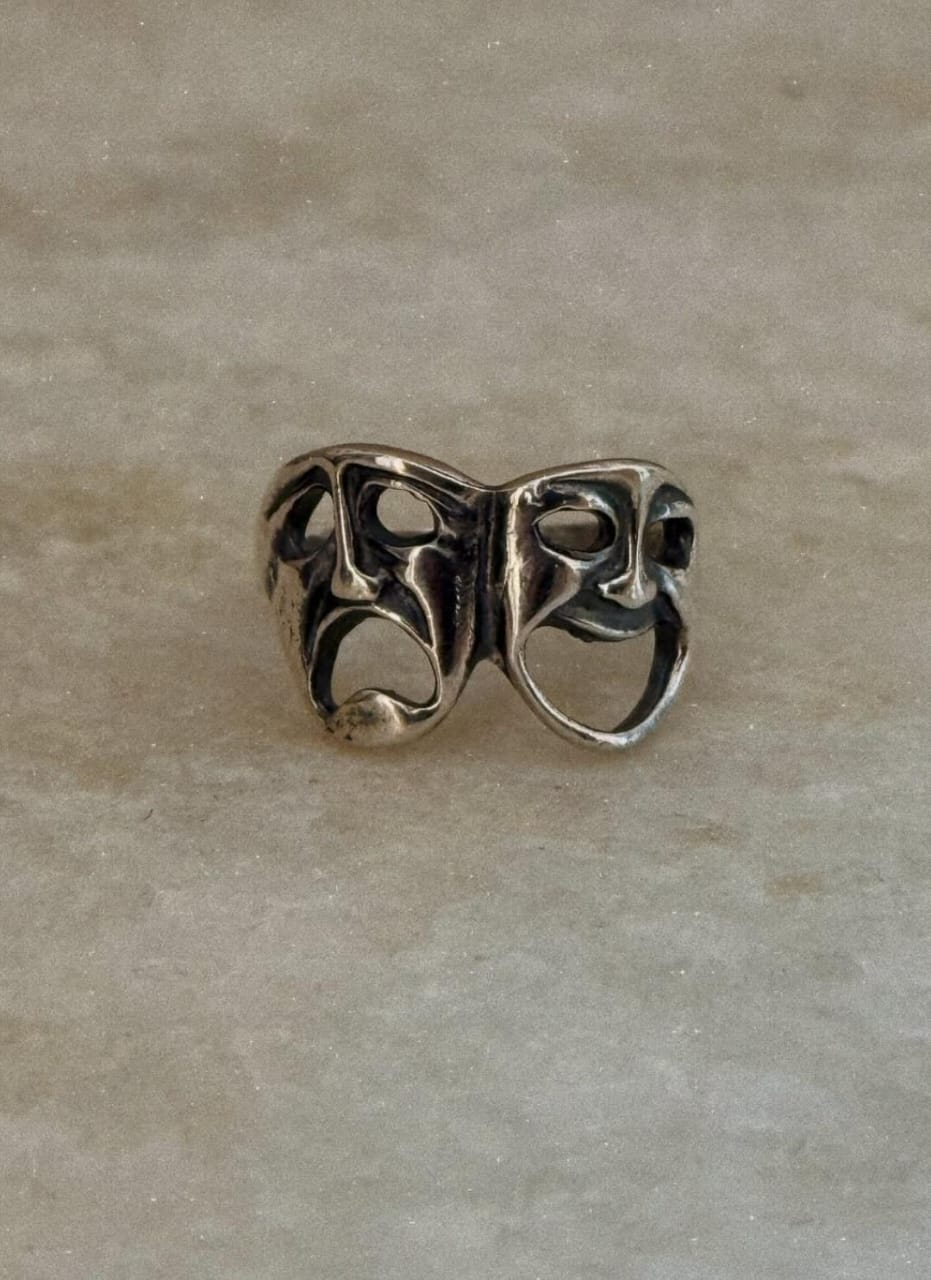 925 sterling silver theatre mask ring  