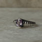 Elegant amethyst solitaire croissant 925 sterling silver ring  