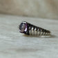 Vintage style 925 sterling silver amethyst croissant band ring  