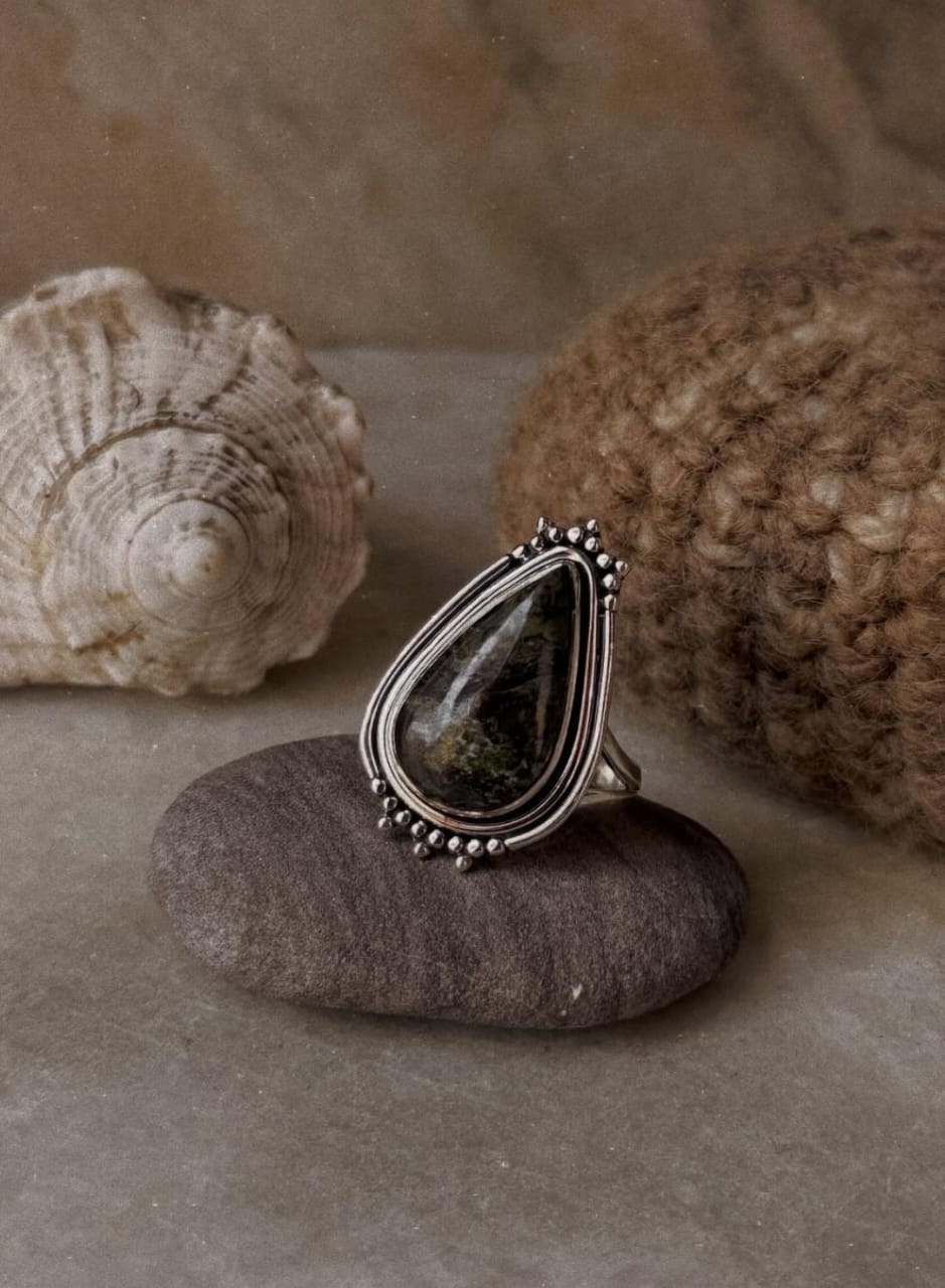 handcrafted 925 sterling silver nebula jasper pear ring