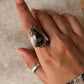 bohemian style 925 sterling silver nebula jasper pear ring