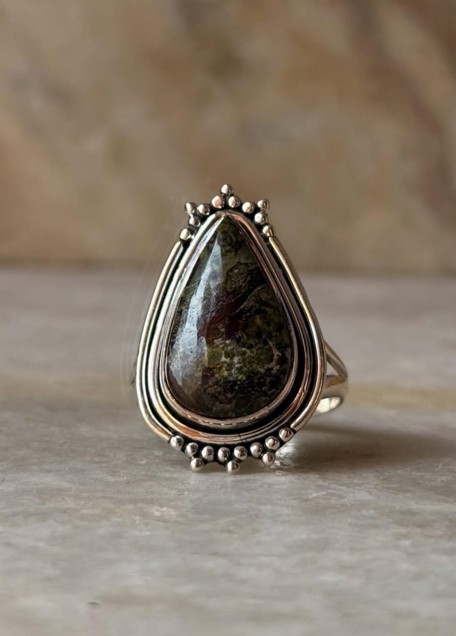 artisan 925 sterling silver nebula jasper pear statement ring