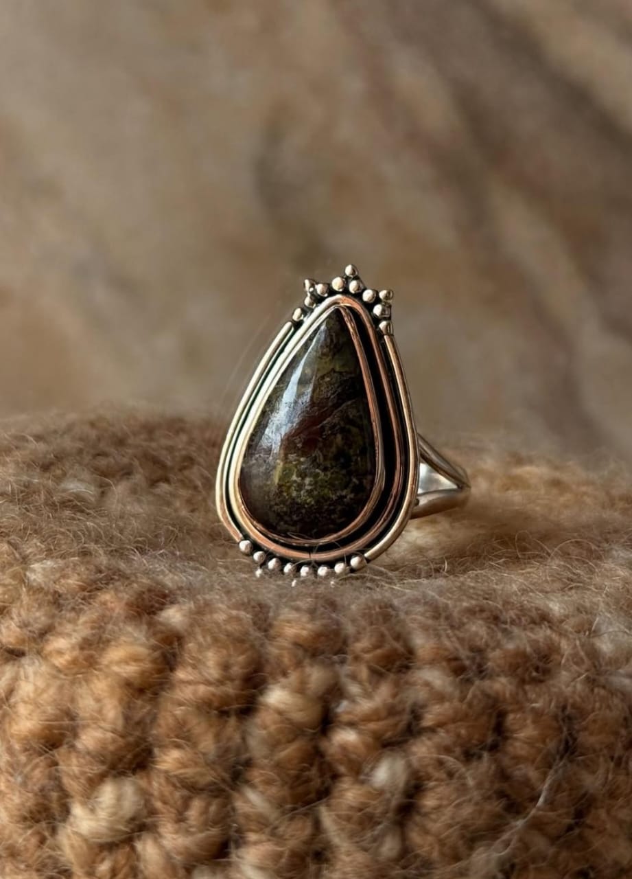 classic 925 sterling silver nebula jasper pear boho ring