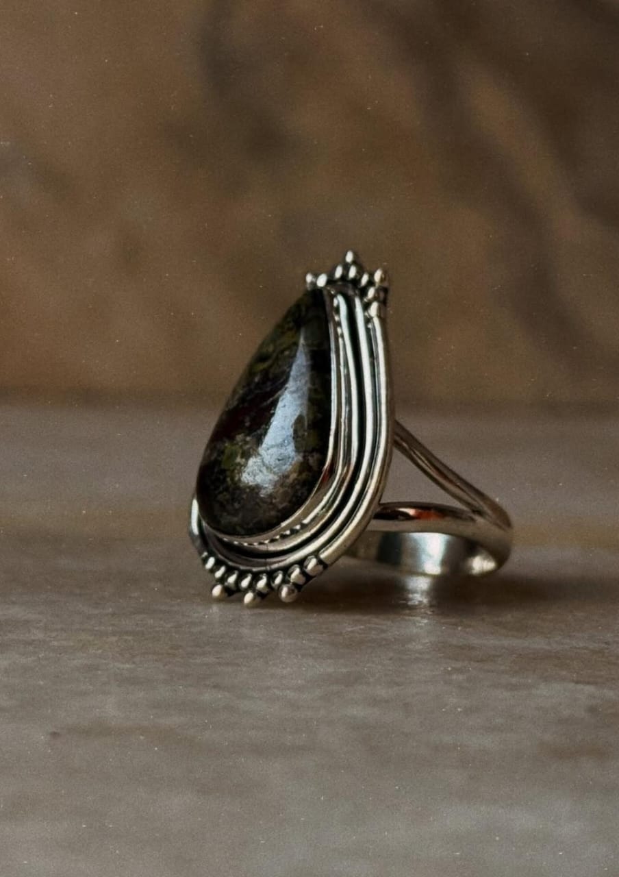 unique 925 sterling silver nebula jasper pear boho ring