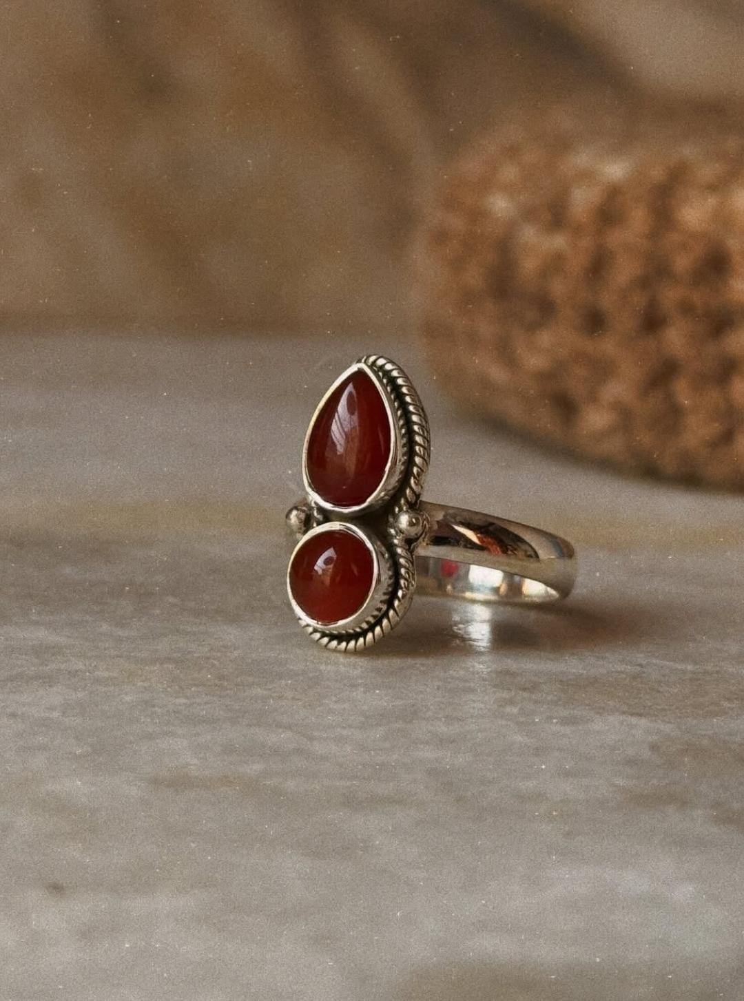 handcrafted 925 sterling silver carnelian boho ring