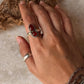 natural carnelian pear and round 925 sterling silver boho ring  