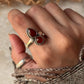 vintage bohemian carnelian gemstone 925 sterling silver ring 