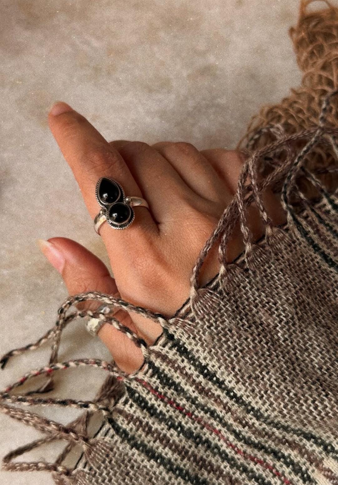 boho style 925 sterling silver black onyx rawa gemstone ring