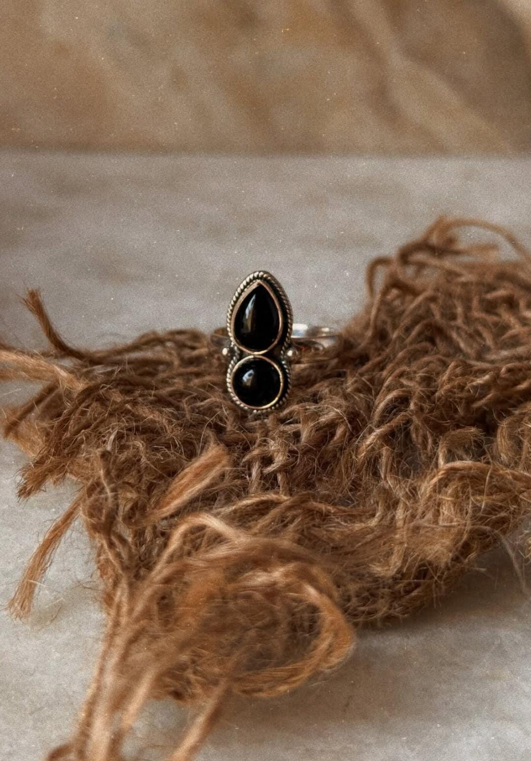 artisan boho 925 sterling silver black onyx statement ring