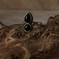 unique 925 sterling silver boho black onyx round pear ring