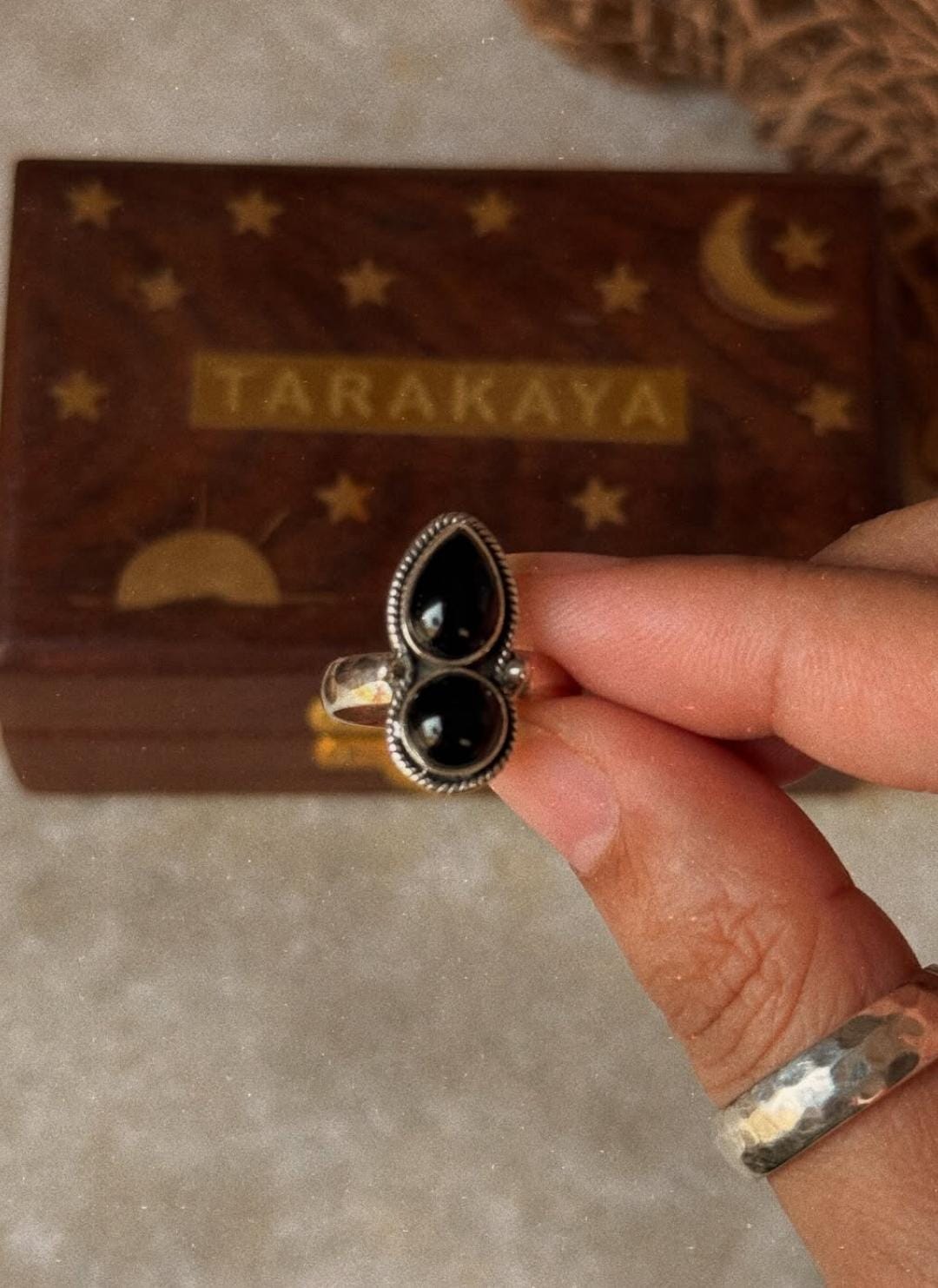 bold handcrafted black onyx 925 sterling silver boho ring  