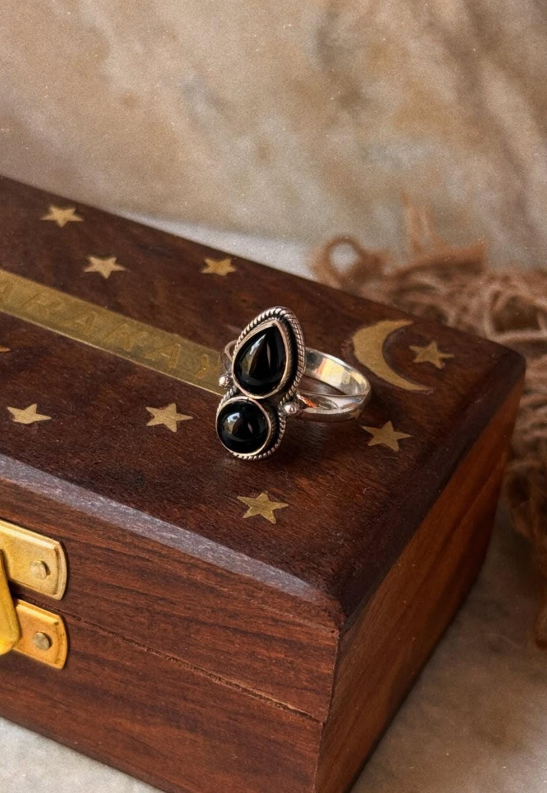 boho style 925 sterling silver black onyx rawa gemstone ring