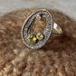 elegant peridot and white topaz gemstone 925 sterling silver ring  