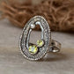 unique 925 sterling silver geode detailed peridot white topaz ring  