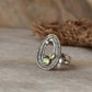 handcrafted 925 sterling silver peridot white topaz geode ring  
