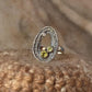 925 sterling silver geode detailed peridot white topaz statement ring