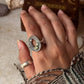 vintage-inspired geode peridot white topaz 925 sterling silver ring