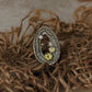 artisan 925 sterling silver geode detailed peridot white topaz ring 