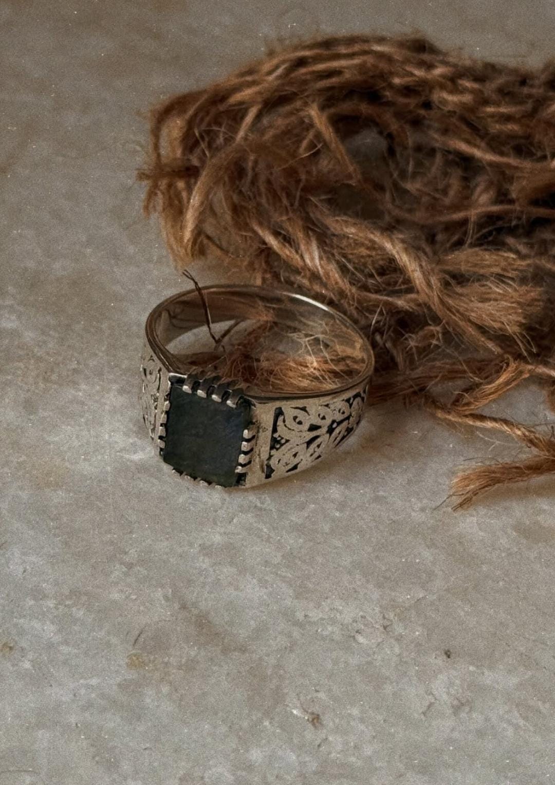 adjustable 925 sterling silver labradorite signet band ring