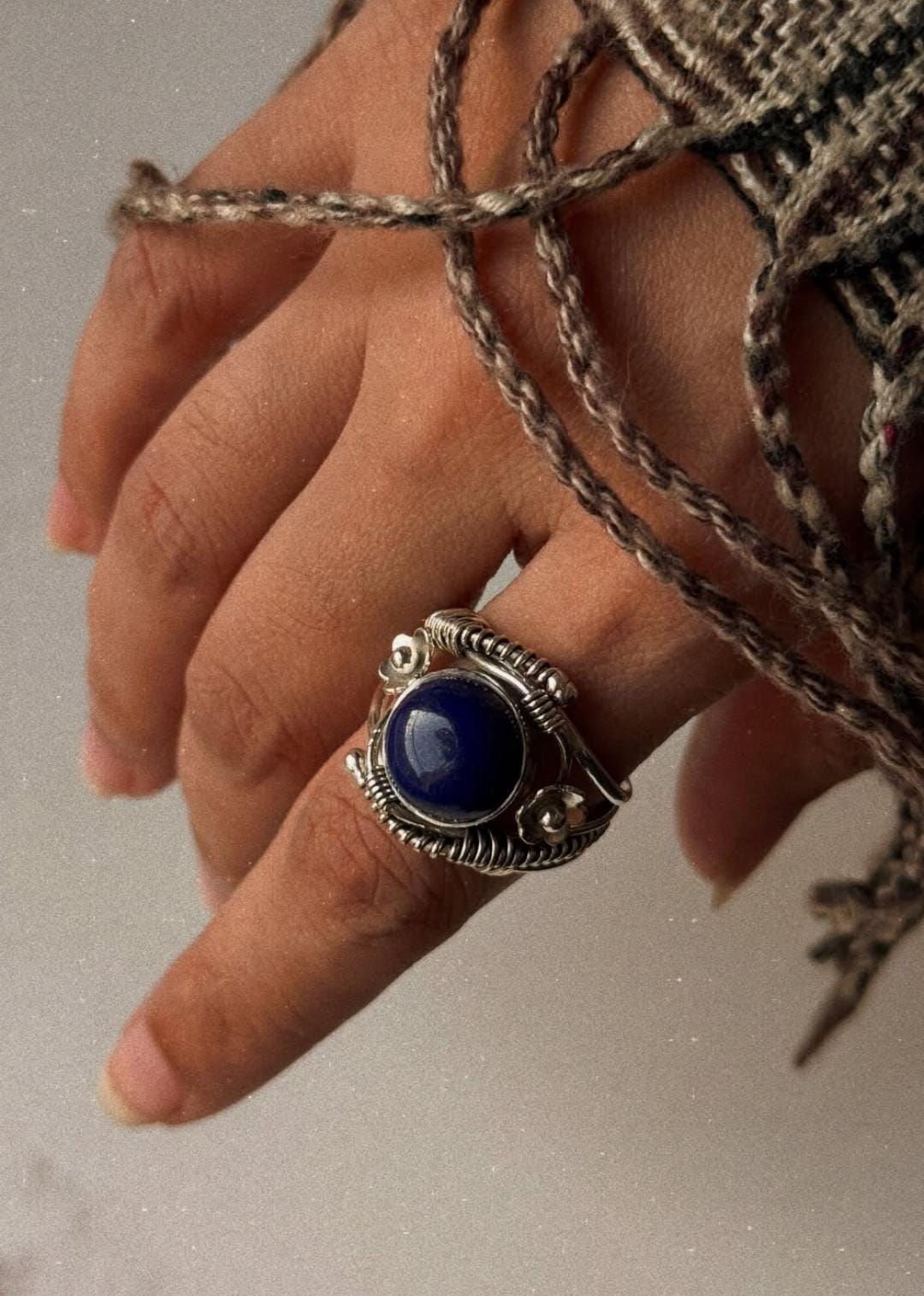 handcrafted 925 sterling silver lapis lazuli wire wrapped ring