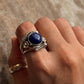 natural lapis lazuli gemstone 925 sterling silver wire wrap forest ring
