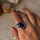 vintage-inspired lapis lazuli wire wrapped 925 sterling silver ring
