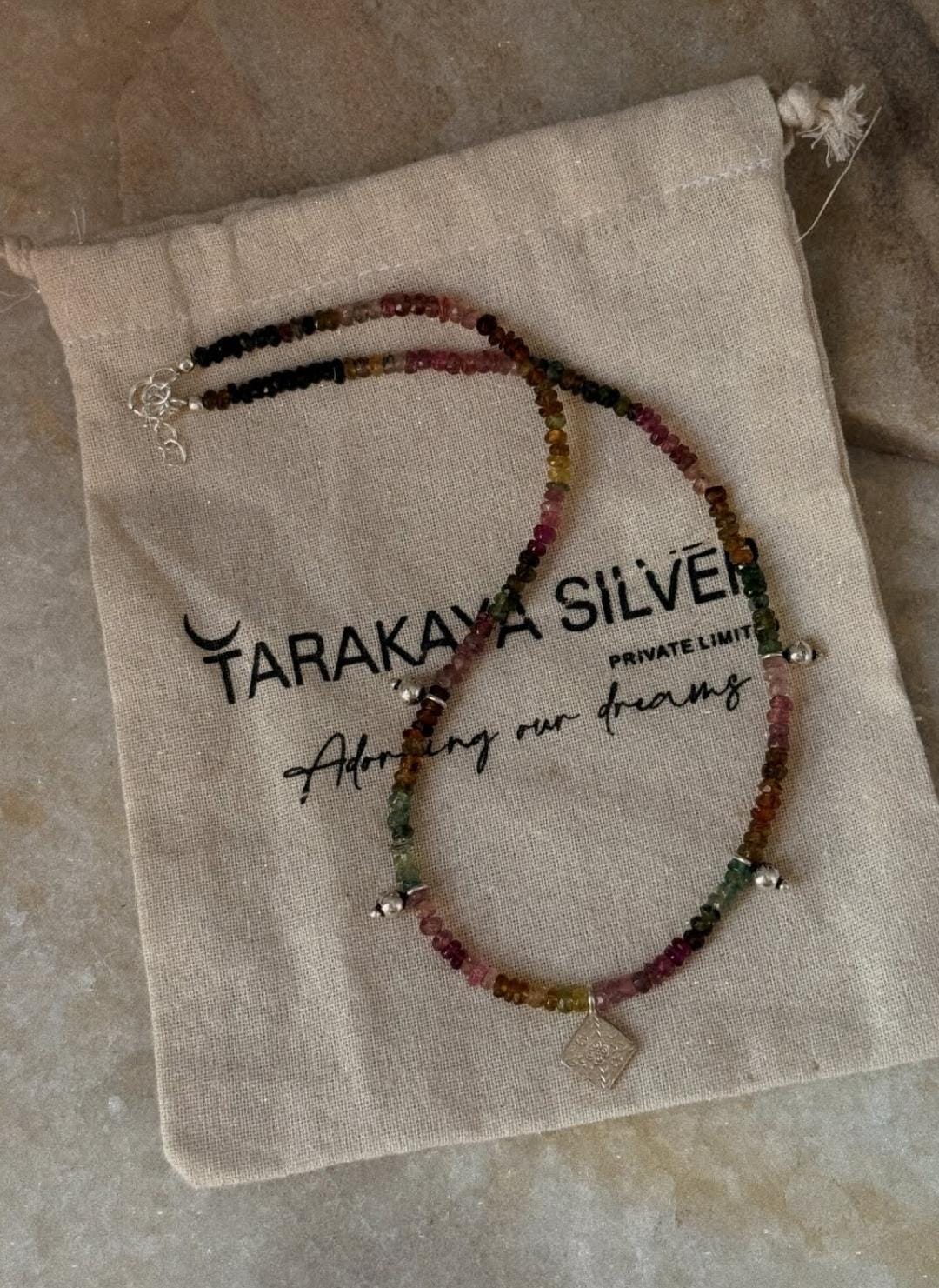 Unique 925 Sterling Silver Tribal Multi Tourmaline 4mm Choker  