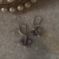 925 Sterling Silver Amethyst Butterfly & Pearls Lever Back Earrings close-up  