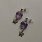 925 Sterling Silver Amethyst Floral Butterfly Stud Earrings close-up  