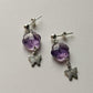 925 Sterling Silver Amethyst Butterfly Floral Charm Earrings