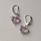 Boho 925 sterling silver Amethyst Butterfly Pearl Lever Back Earrings