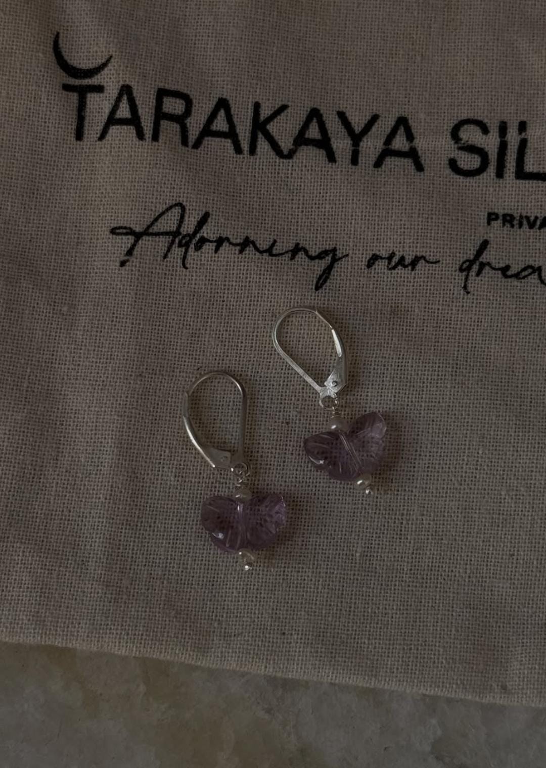 Elegant 925 sterling silver Amethyst Butterfly Pearl Earrings for women