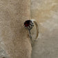 Vintage style 925 sterling silver garnet princess solitaire textured ring  