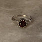 Classic 925 sterling silver garnet princess solitaire dot textured band ring