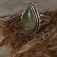 natural prehnite pear gemstone 925 sterling silver boho ring